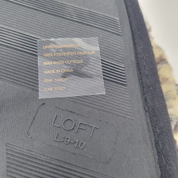 LOFT Open Toe Twist Slippers Faux Fur Animal Print Cairo Brown size Large NWT - Picture 5 of 5